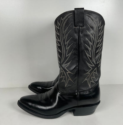 Vintage Nocona Cowboy Boots | Glossy Black Veal | USA Made | Men’s 9.5 EE