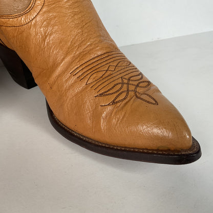Vintage Justin Smooth Ostrich Cowboy Boots | USA Made | Butterscotch | 8 EE