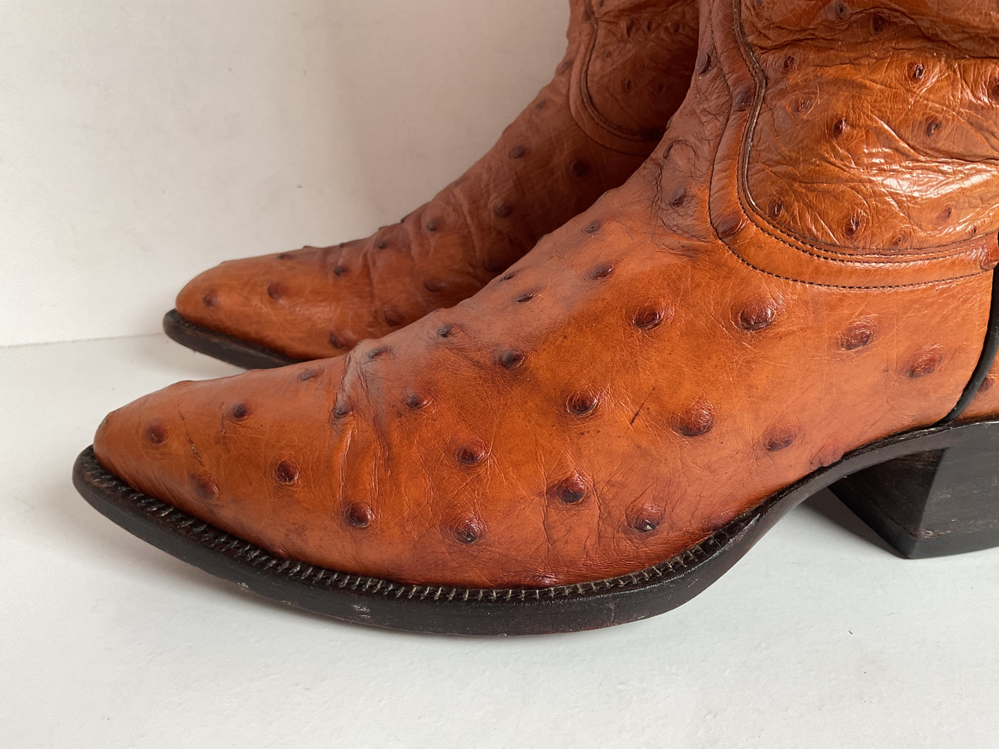 Custom Full Ostrich Quill Cowboy Boots 10 Wide Exotic Mule Ear