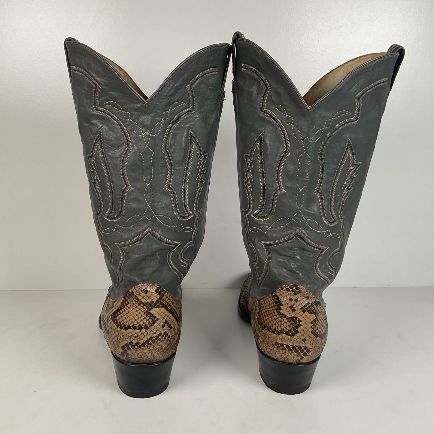 Vintage Larry Mahan Python Snakeskin Cowboy Boots | Reticulated | Men’s 12 D