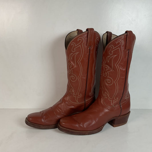 Vintage Tony Lama Gold Label Cowboy Boots 9.5 B John Wayne Toe
