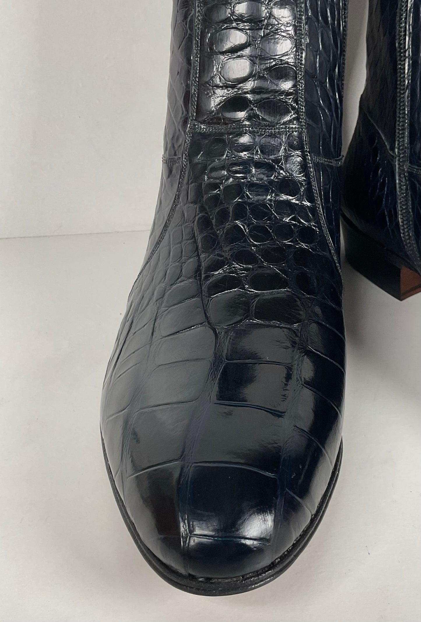 Mezlan for Avventura | Chelsea Zipper Boots | Dark Blue Crocodile | Men’s 10.5