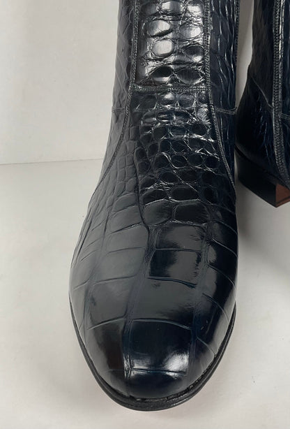 Mezlan for Avventura | Chelsea Zipper Boots | Dark Blue Crocodile | Men’s 10.5