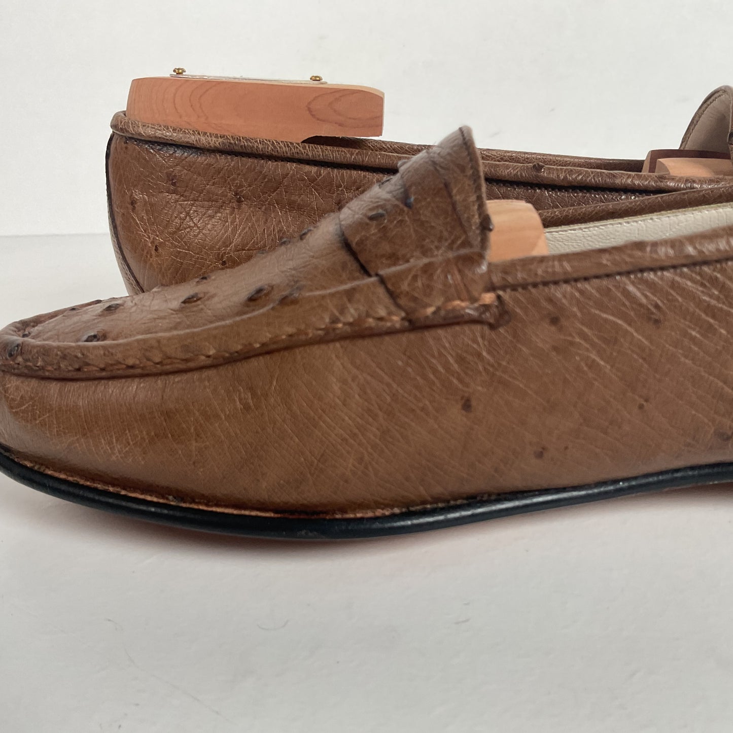 Helene Arpels Ostrich Quill Penny Loafers | Exotic | Brown | 10.5 B
