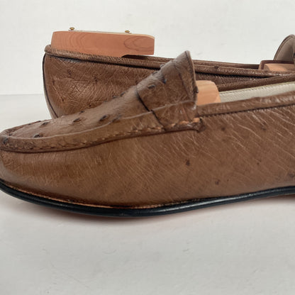 Helene Arpels Ostrich Quill Penny Loafers | Exotic | Brown | 10.5 B