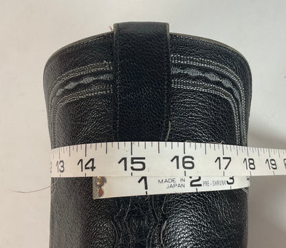 Recrafted Lucchese 2000 Black Ostrich Quill Roper Boots 9 D Exotic
