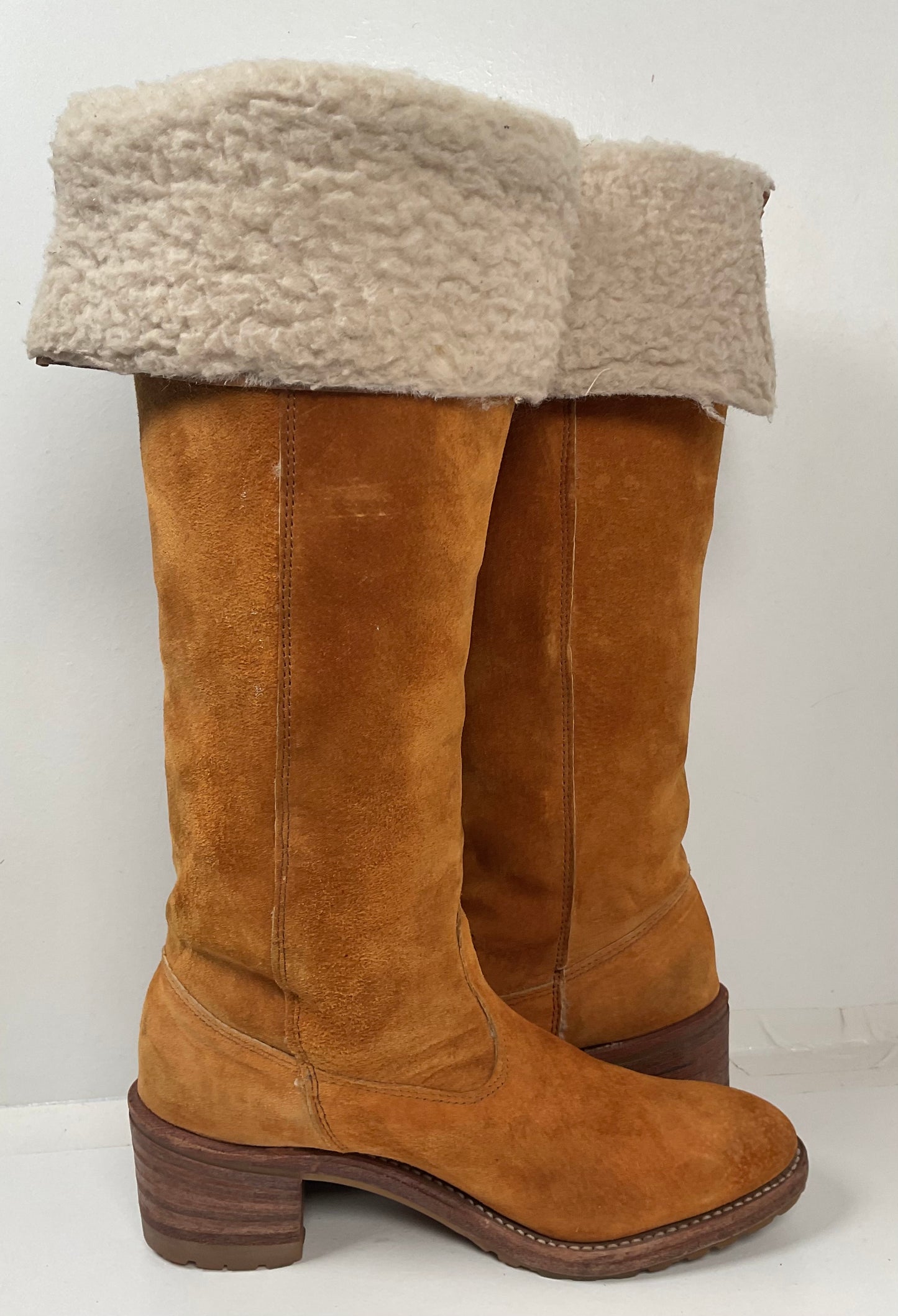 Vintage Dingo ACME Faux Shearling Campus Boots 8.5 N Cuffed Chunky