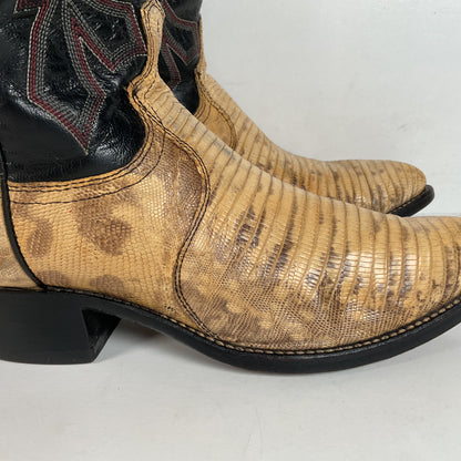 Vintage Dan Post Teju Lizard Cowbpy Boots | Natural Cut | USA Made | Men’s 7.5 D