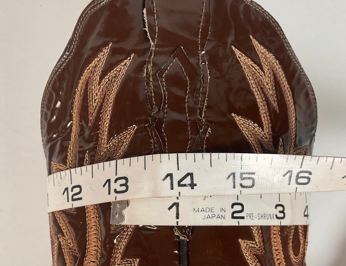 Lucchese 2000 Patent Leather Cowgirl Boots | Square Toe | Brown | USA Made | 6.5 C