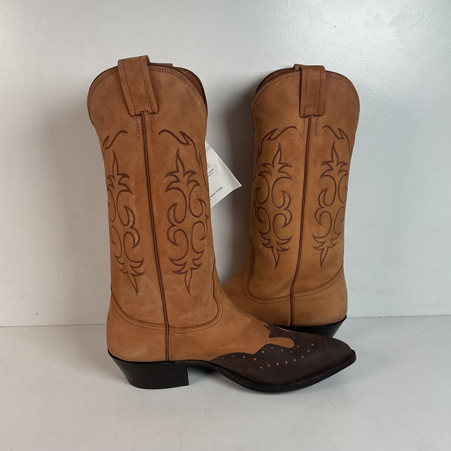 Nocona Wildebeest Wingtip Cowboy Boots Men’s 8.5 D USA Made Exotic Suede