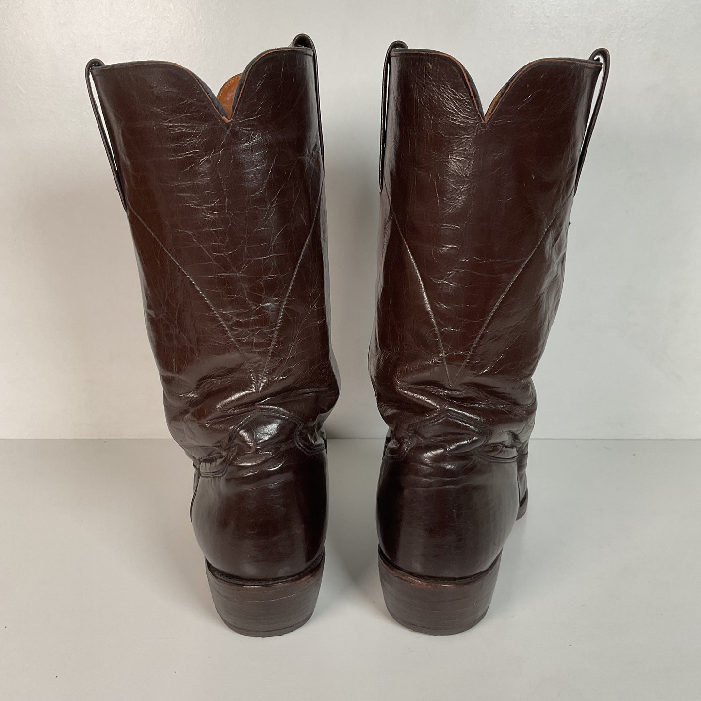 Vintage 1950s Frye Authentic Cowboy Boots 8.5 D Dark Brown Calfskin