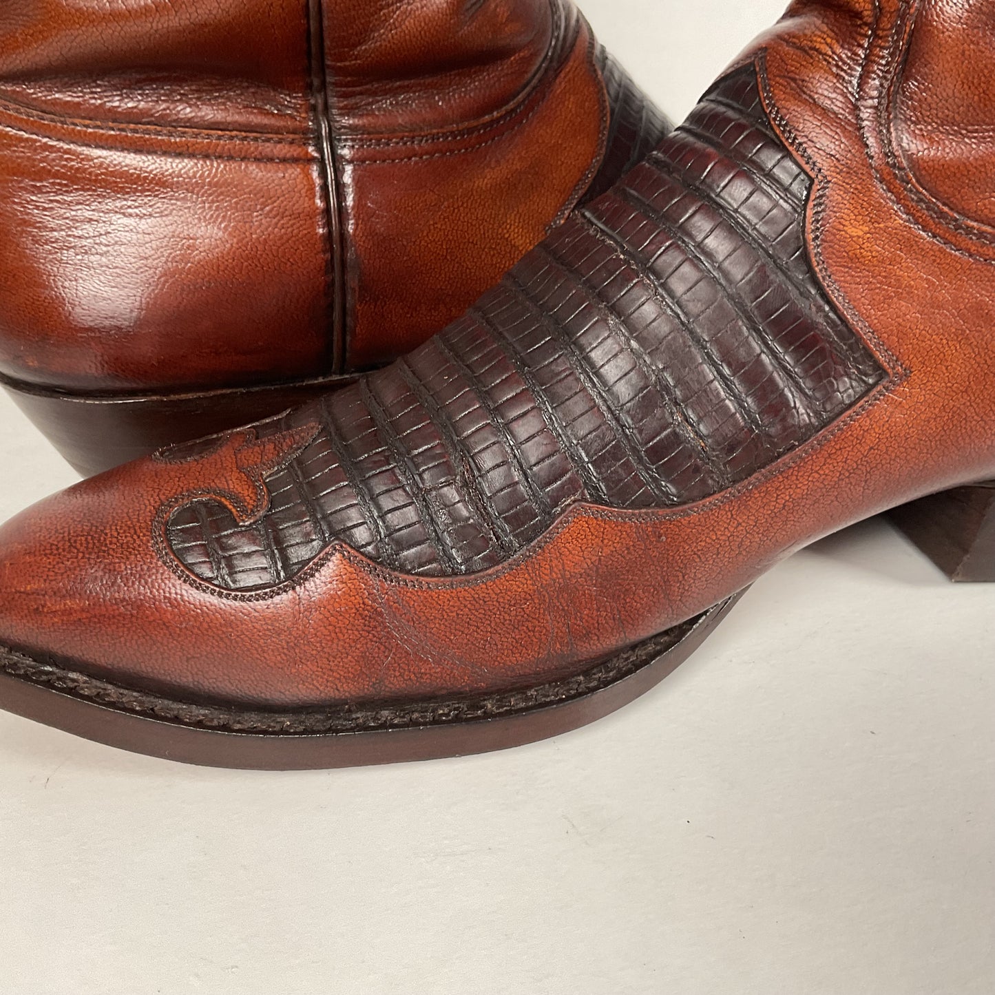 Vintage Lucchese Goat Skin Cowboy Boots | Lizard Inlay | Men’s 8.5 D