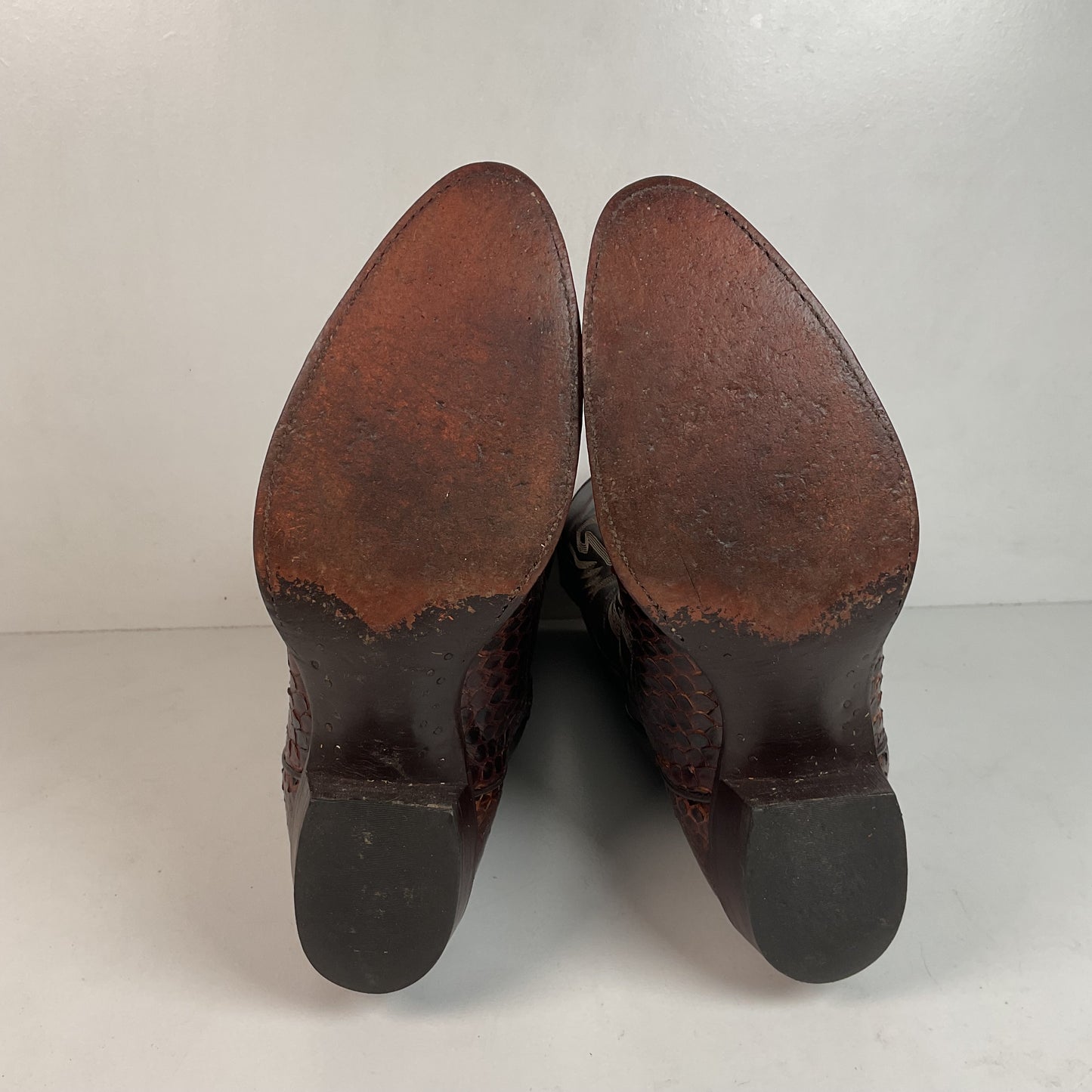 Vintage Texas Imperial Cowboy Boots 9.5 D Python Snakeskin Back Cut