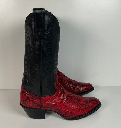 Vintage Justin Python Cowgirl Boots | Snakeskin | USA Made | Red | Women’s 7.5 B