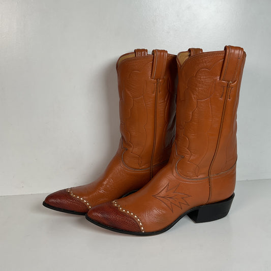Vintage Tony Lama Maple Leaf Cowboy Boots | Lizard Tip | Narrow | Men’s 8 | Women’s 9