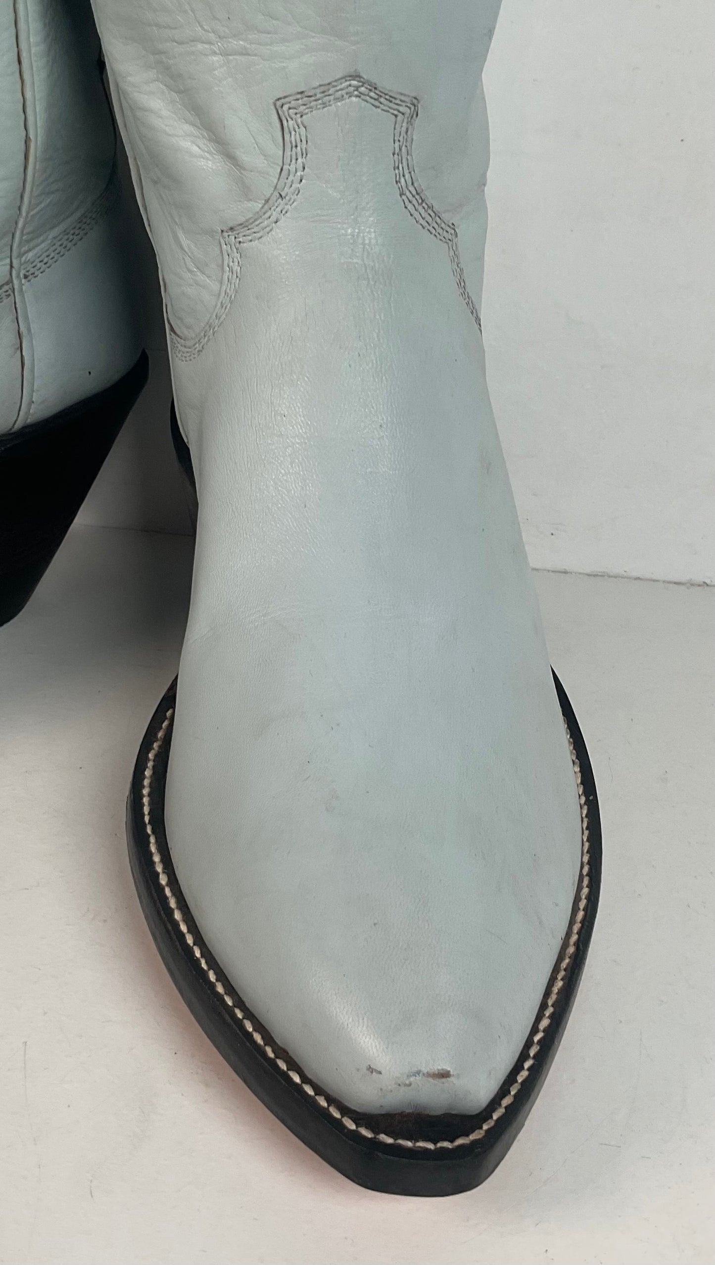 Custom Tall Top Cowboy Boots 11 Wide Shooter Style Off White