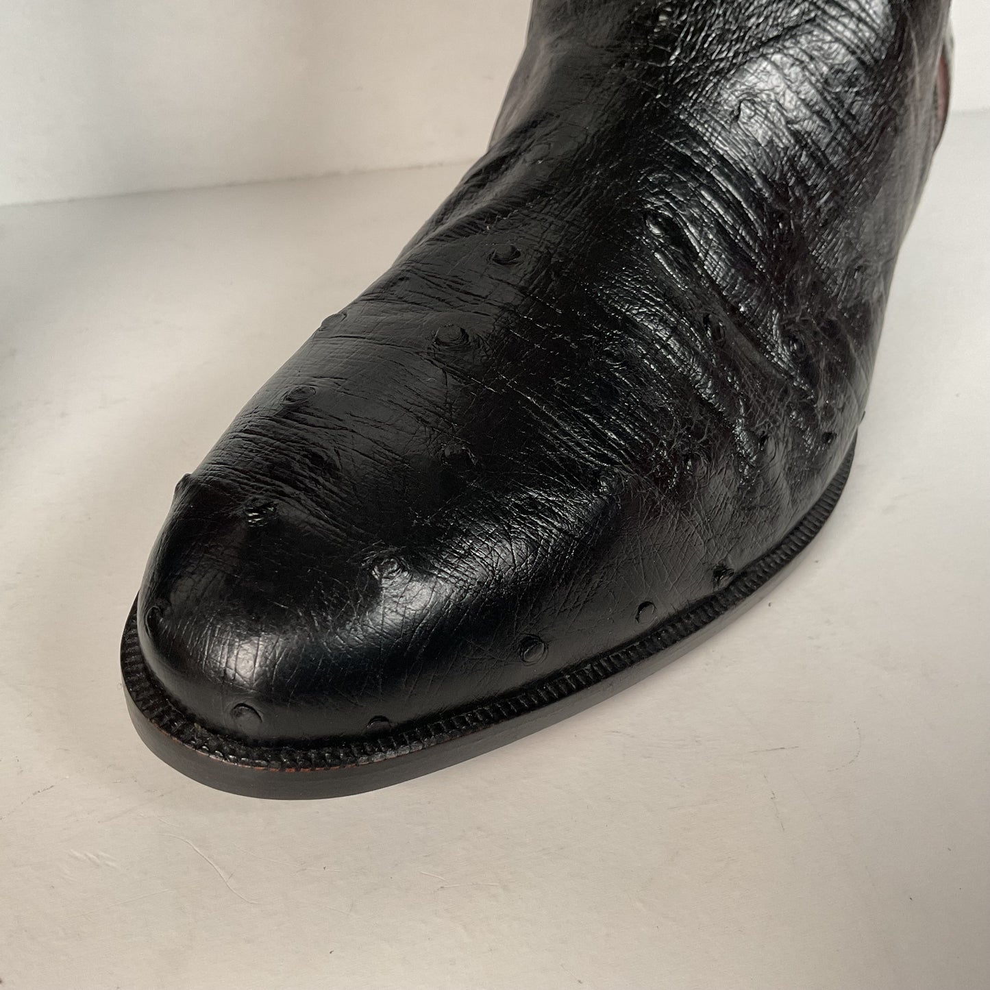 Vintage Lorenzo Banfi Ostrich Quill Bucket Boots | Tooled | Exotic | Men’s 9.5 M