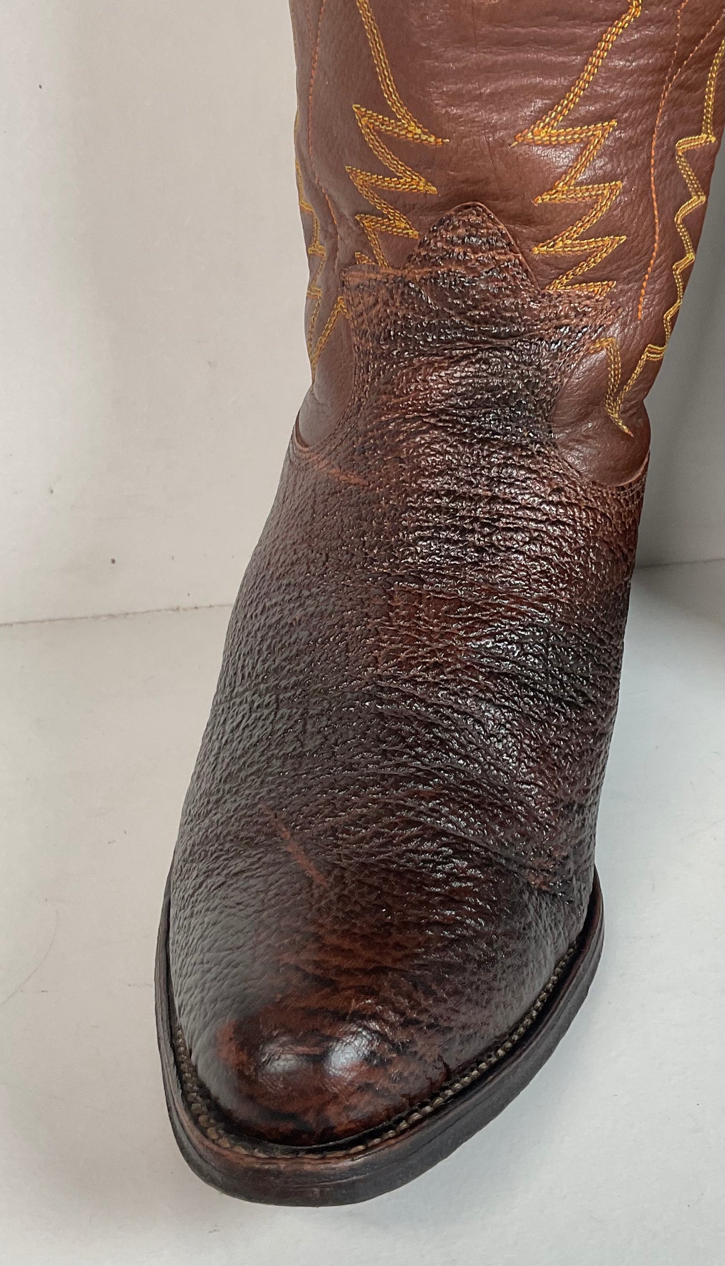 Vintage Brown Shark Skin Cowboy Boots 10 D Exotic