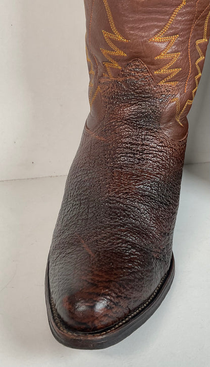 Vintage Brown Shark Skin Cowboy Boots 10 D Exotic