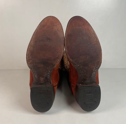 Vintage Tony Lama Pig Skin Suede Cowboy Boots 9 E Gold Label