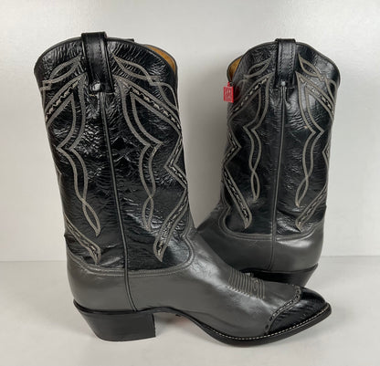 Vintage Tony Lama Lizard Wingtip Cowboy Boots | Charcoal Grey | Men’s 11.5 EE