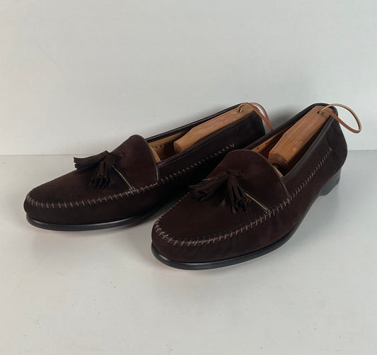 Magnanni Suede Tassel Loafers | Chocolate Brown | 10.5 M