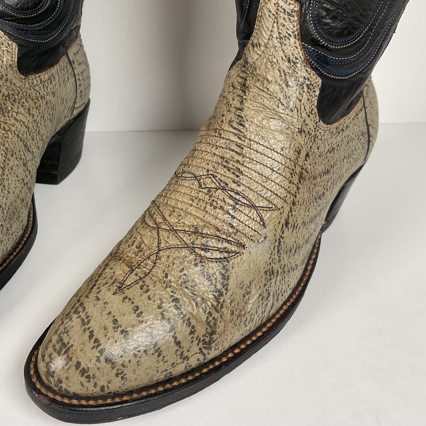 Vintage Shark Skin Cowboy Boots | Exotic | Grey | Men’s 8.5 D
