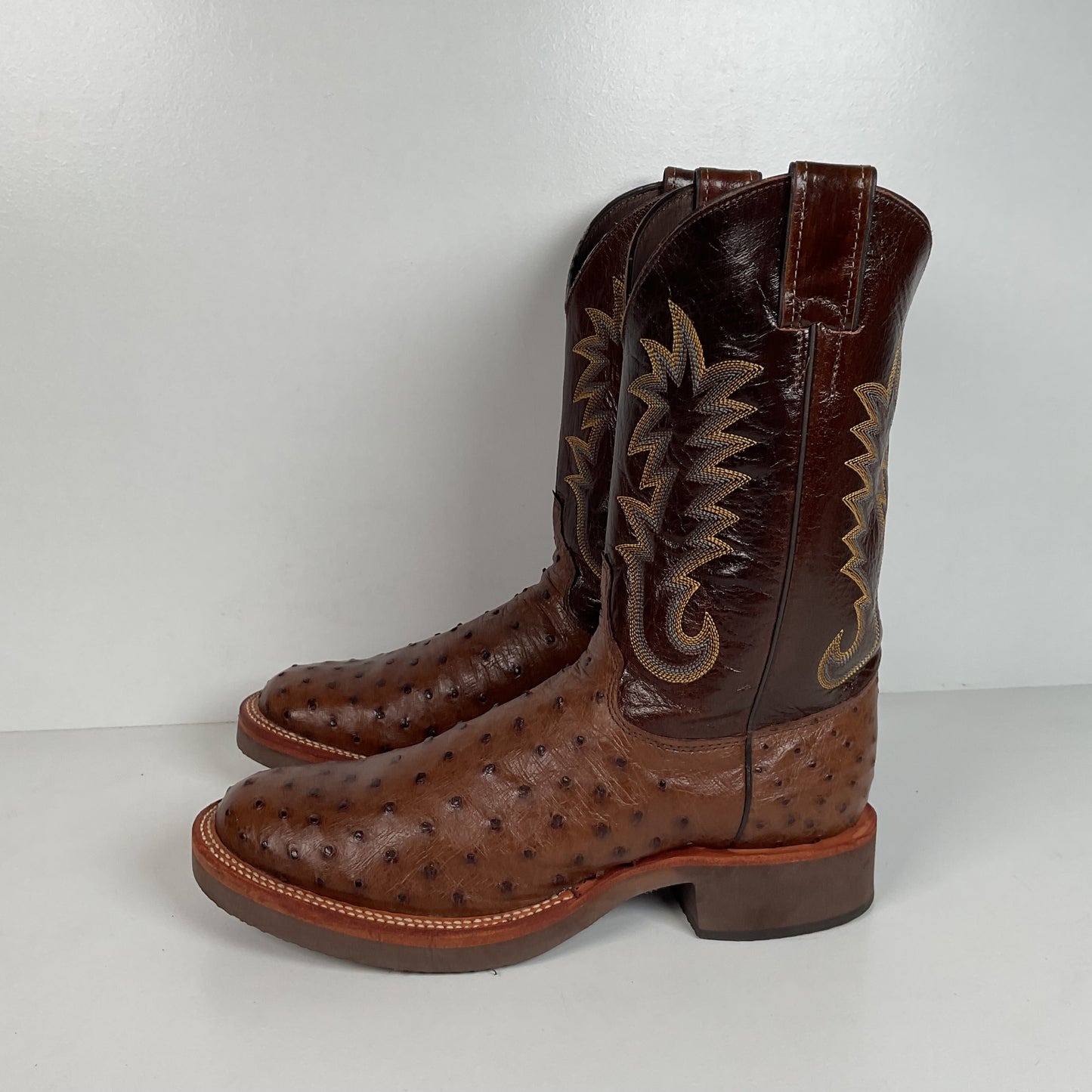 Justin Full Quill Ostrich Quill Roper Boots | Tekno Crepe | USA Made | Men’s 8 D
