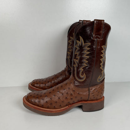Justin Full Quill Ostrich Quill Roper Boots | Tekno Crepe | USA Made | Men’s 8 D