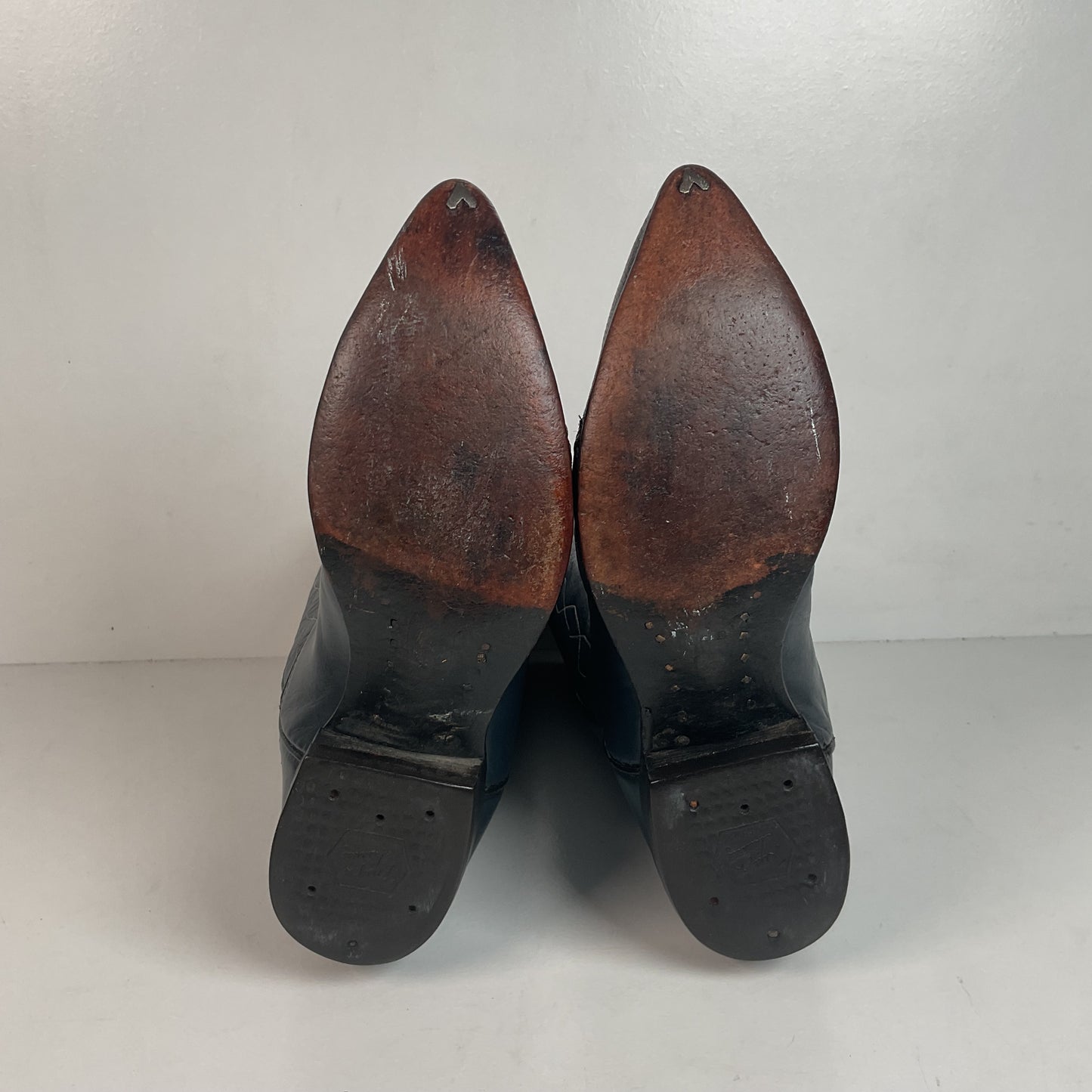 Vintage Tony Lama Navy Blue Cowgirl Boots 5.5 B Gold Label Lizard Wingtip