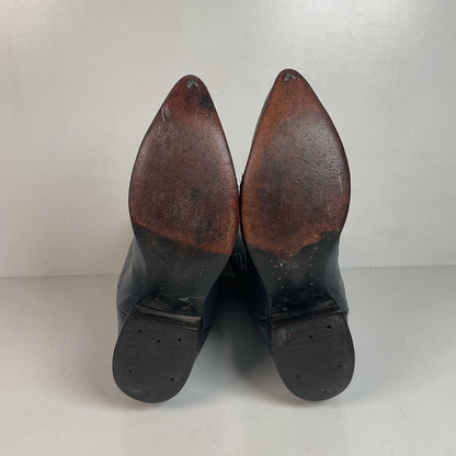 Vintage Tony Lama Navy Blue Cowgirl Boots 5.5 B Gold Label Lizard Wingtip