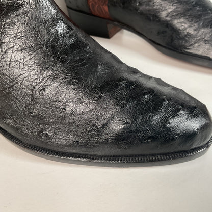 Vintage Lorenzo Banfi Ostrich Quill Bucket Boots | Tooled | Exotic | Men’s 9 M