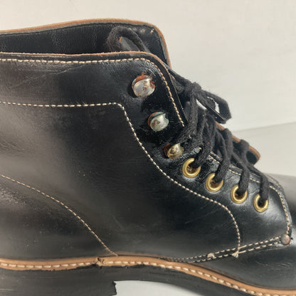 Vintage Men’s Black Leather Ankle Boots Size 9 Plain Toe 1960s