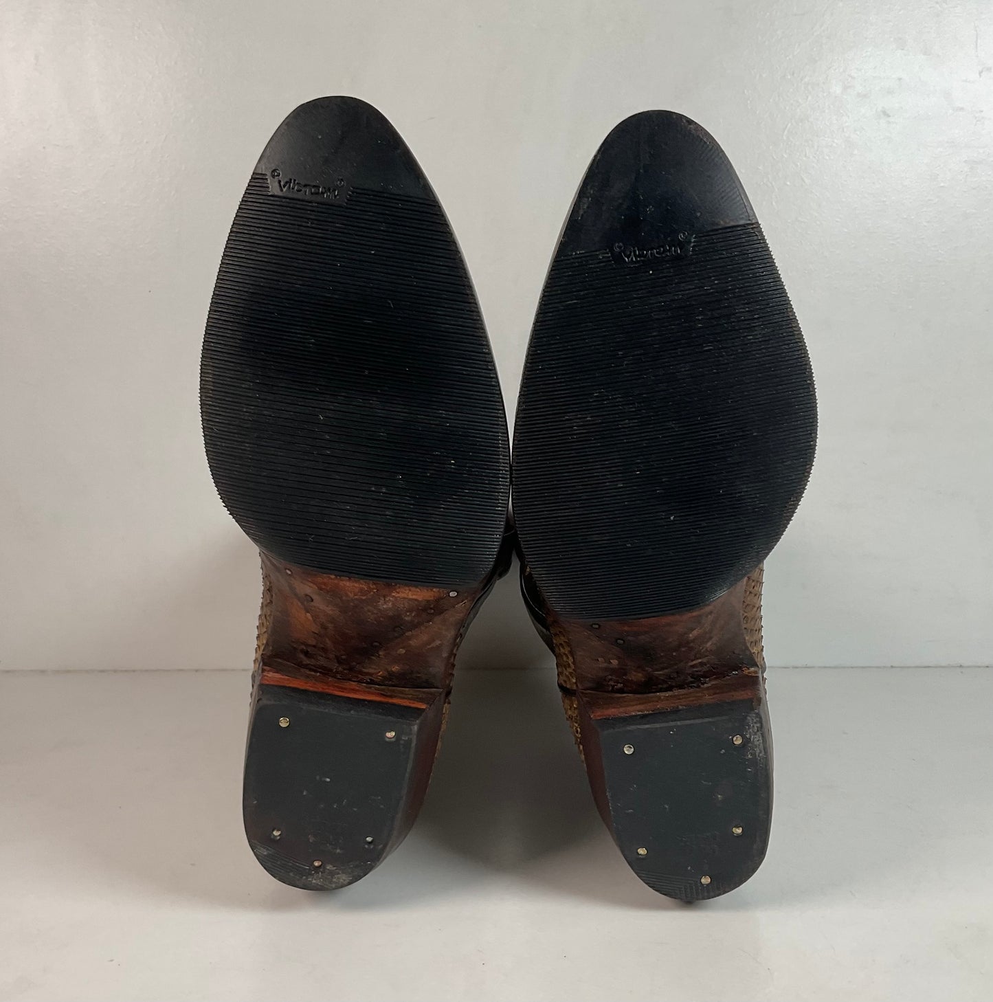 Vintage Nocona Boa Snakeskin Cowboy Boots 8 D Front Cut