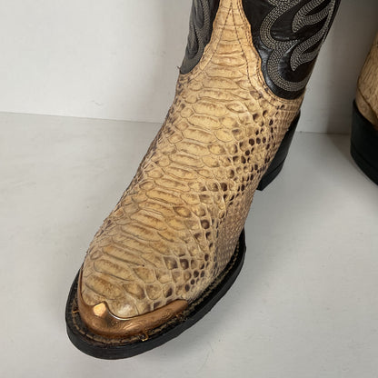 Vintage Tony Lama Python Snakeskin Cowboy Boots | Gold Label | Men’s 7.5 D