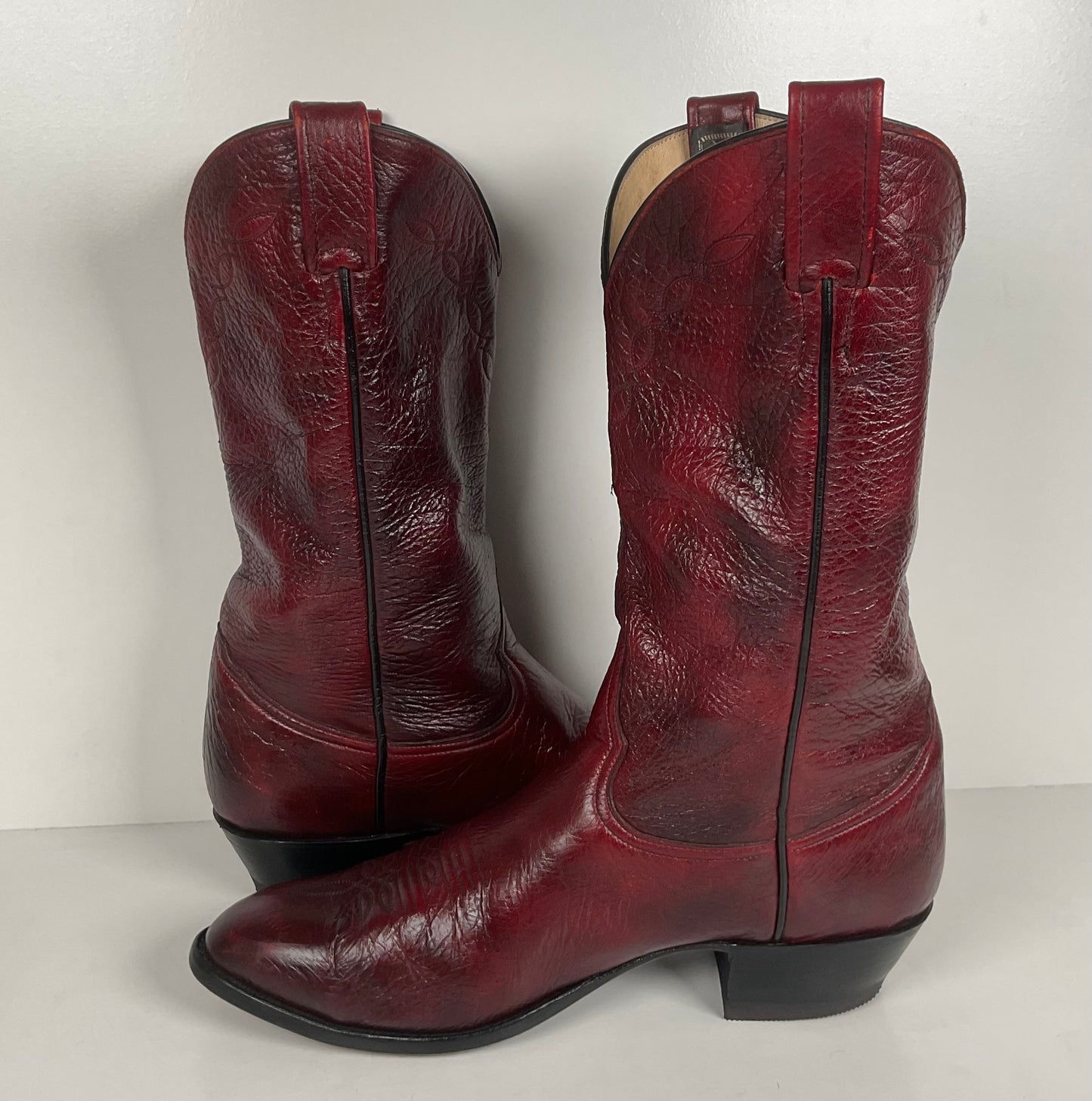 Vintage Larry Mahan Oxblood Cowboy Boots | Soft Buckskin | Men’s 10.5 EE