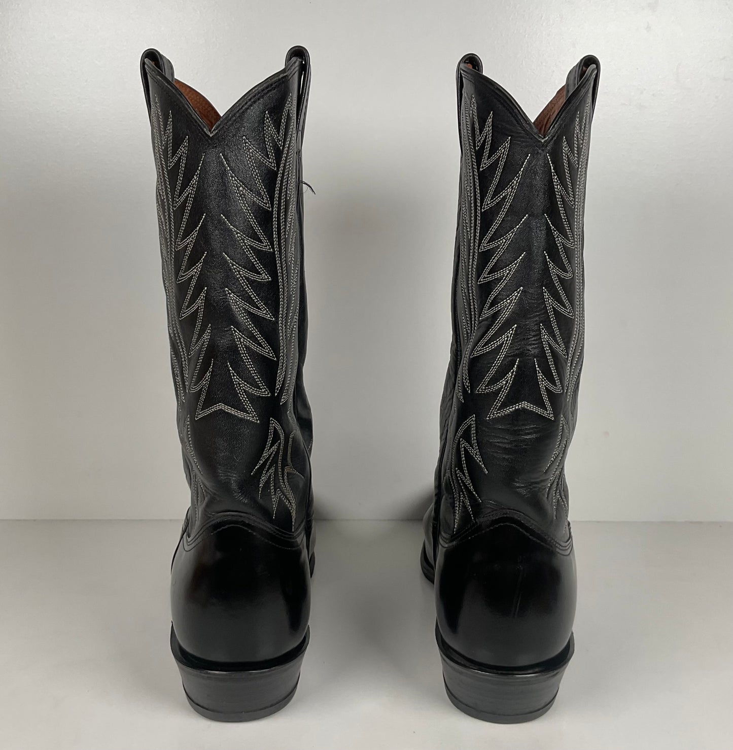 Vintage Nocona Cowboy Boots | Glossy Black Veal | USA Made | Men’s 9.5 EE