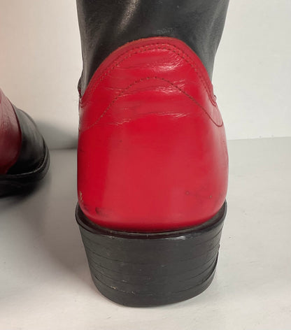 Olathe Western Roper Boots | Red & Black Calf | USA Made | Men’s 9 D