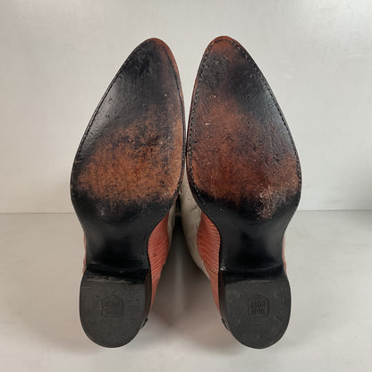 Vintage Dan Post Peach Cowgirl Boots 10 Lizard Vamp USA Made