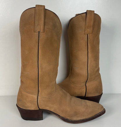 Vintage J. Chisholm Cowboy Boots | Full Suede Rough Out | USA Made | Men’s 9 D