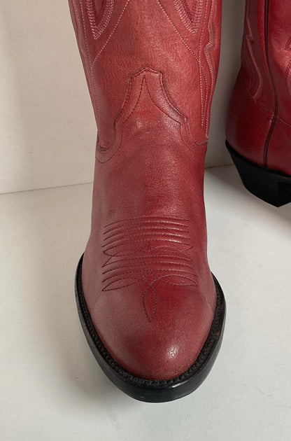 Vintage Panhandle Slim Red Cowgirl Boots 6.5 B Hand Crafted