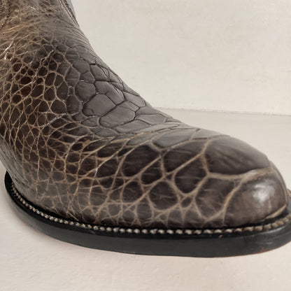 Vintage Exotic Cowboy Boots | Pre Ban | Grey | Wide | Men’s 10