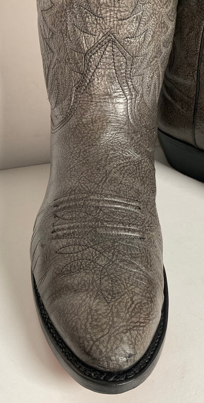 Vintage Nocona Exotic Grey Kangaroo Cowboy Boots 9.5 D USA Red Label Recraft