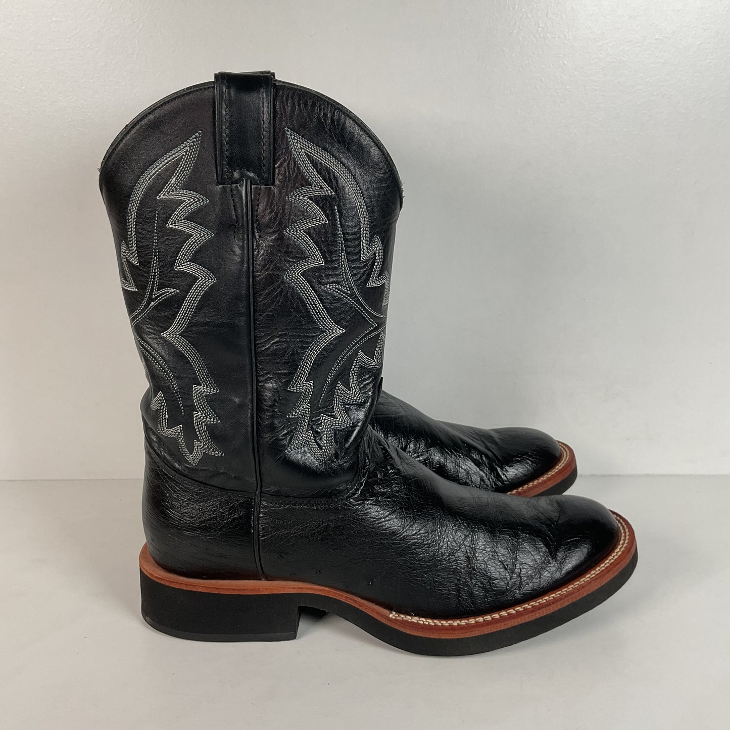 Justin Tekno Crepe | Smooth Ostrich Roper Boots | Exotic | USA Made | Men’s 10 D