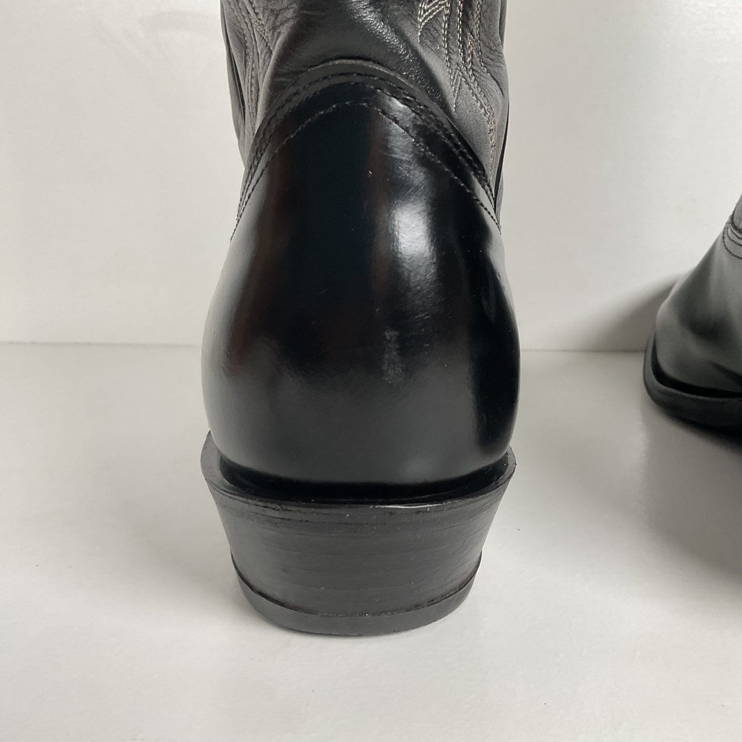 Vintage Nocona Cowboy Boots | Glossy Black Veal | USA Made | Men’s 9.5 EE