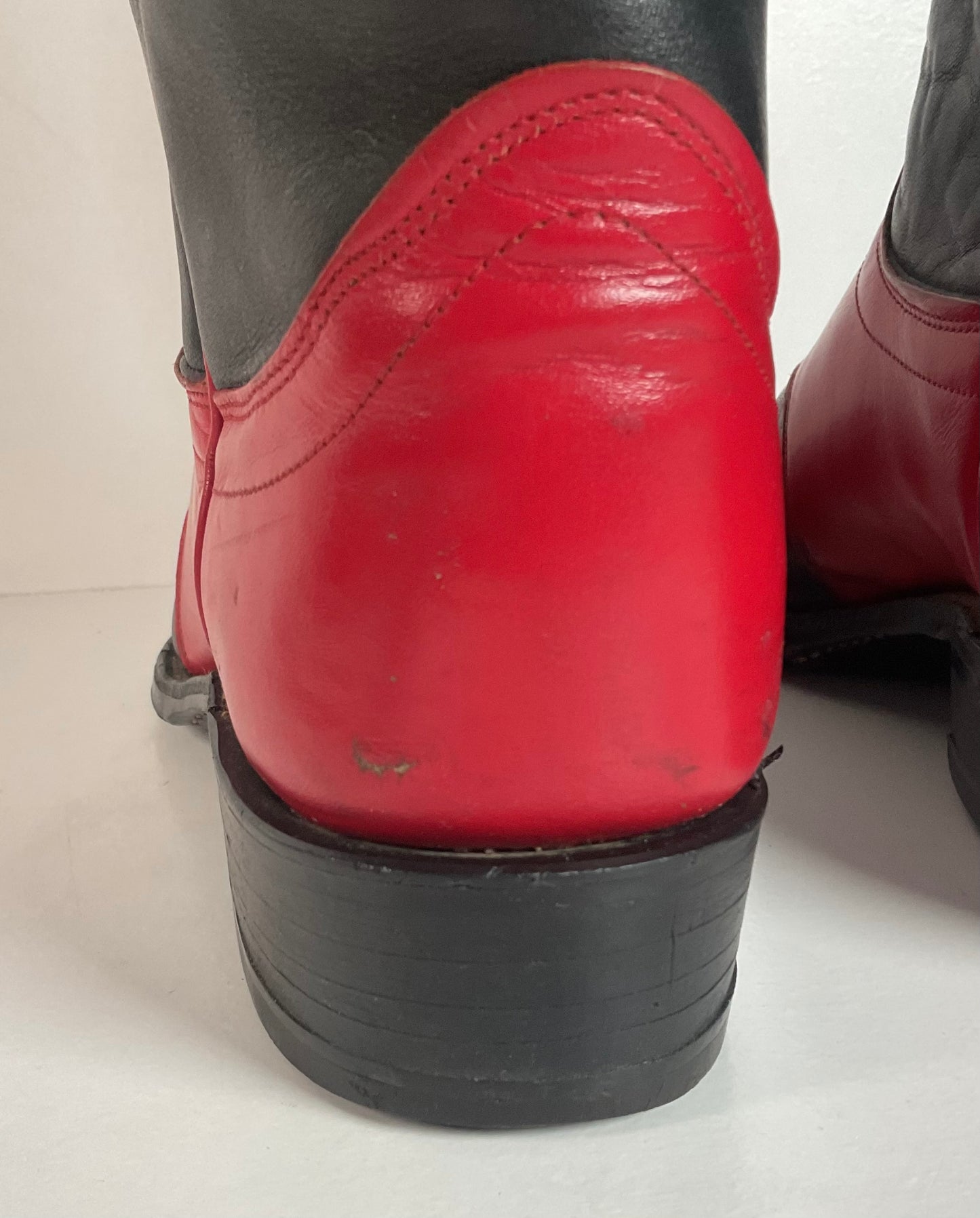 Olathe Western Roper Boots | Red & Black Calf | USA Made | Men’s 9 D