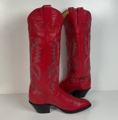 Vintage Panhandle Slim Tall Cowgirl Boots | Red Deer Tan | Women’s 6.5 B