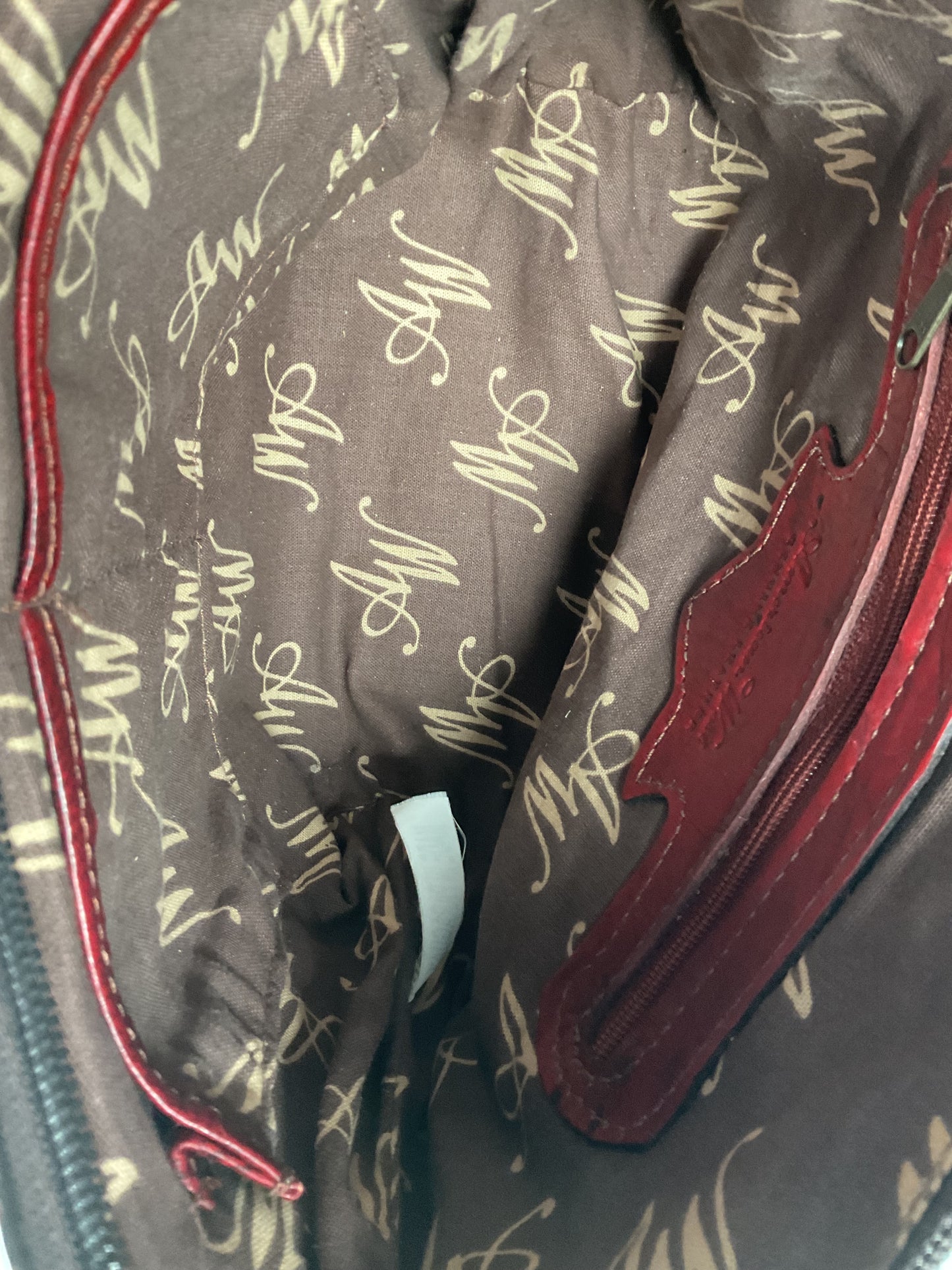 Tooled American West Purse Burgundy W/Bag Charm