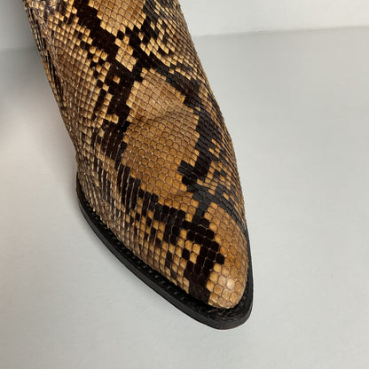Vintage Abilene Snakeskin Cowgirl Boots | Tooled Python Overlay | Women’s 7.5 M