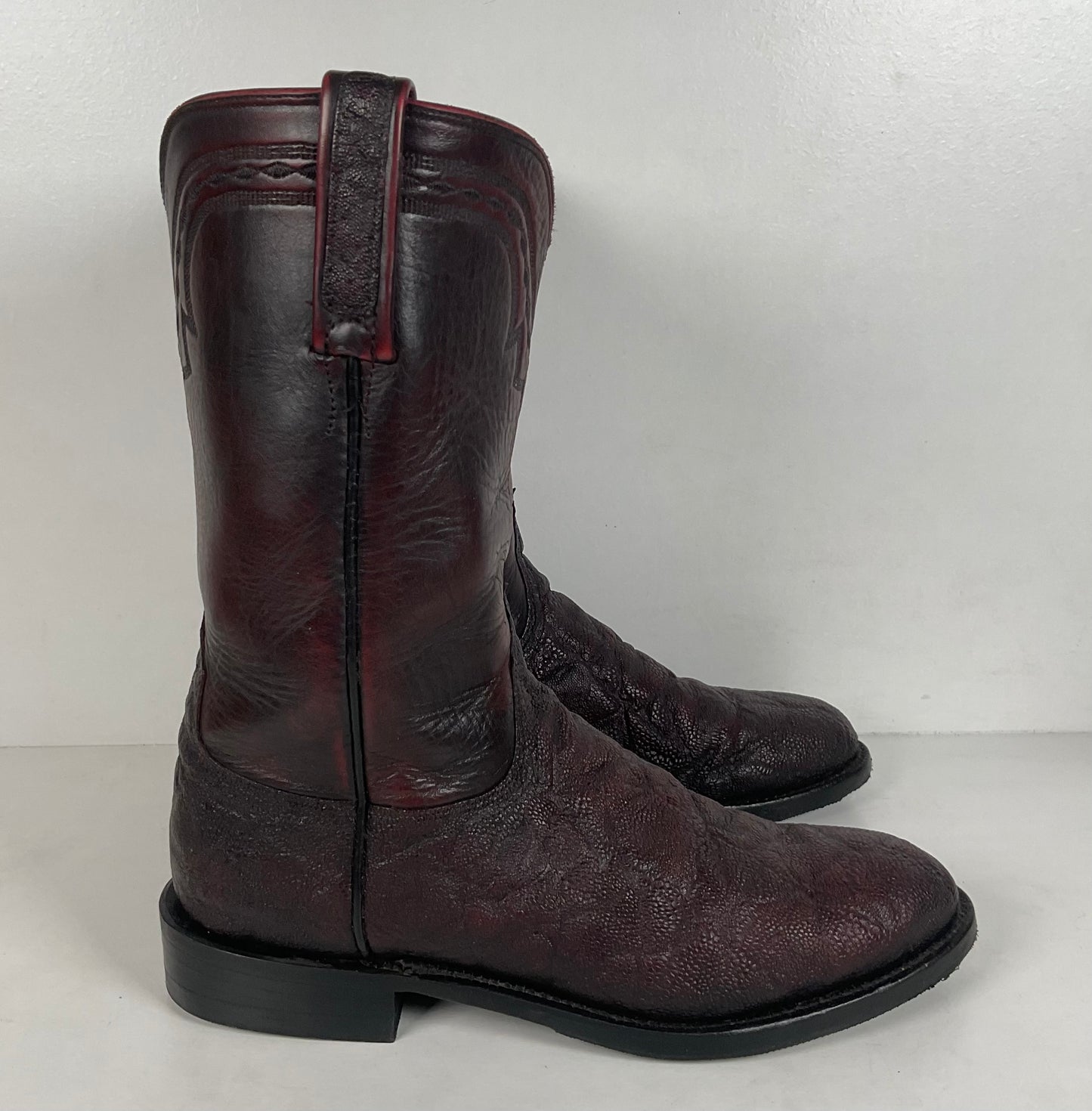 Lucchese 2000 Elephant Roper Boots | USA Made | Black Cherry | Men’s 8.5 D